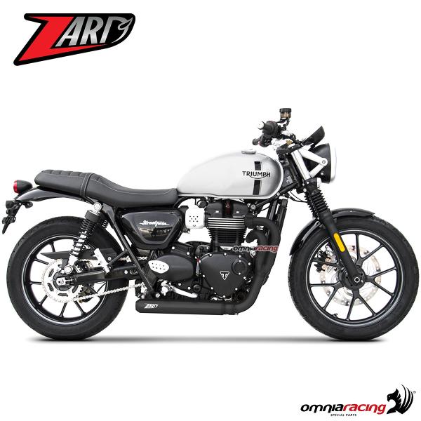 Zard full exhaust system black steel silencer racing for Triumph Street Twin 2016>