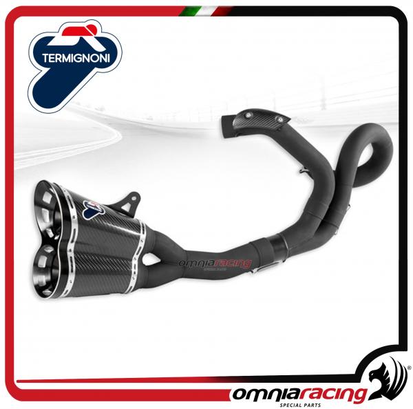 Termignoni D163 Full Exhaust System Carbon with black headers for Ducati Diavel 2011 11>17