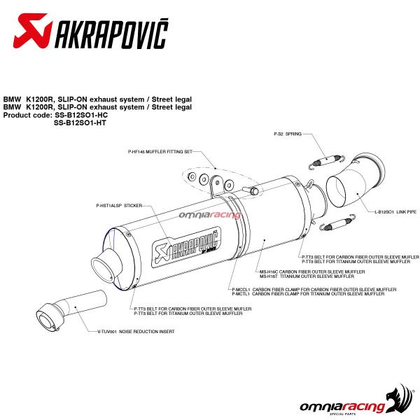 Akrapovic Exhaust Approved Carbon Fibre Slip-on Bmw K1200r 2005-2008