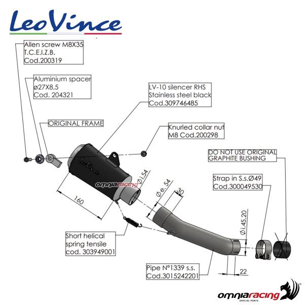 LeoVince Reobinchi 15242 LV-10 Slip-on Muffler Stainless Steel SVARTPILEN  401 Removed, Slip On Exhausts