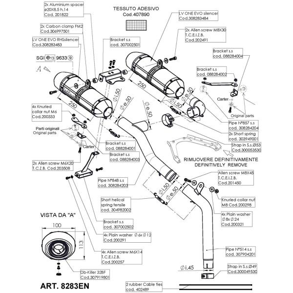 Leovince Lv One Evo Pair of Exhausts Steel Approved Yamaha Fz6