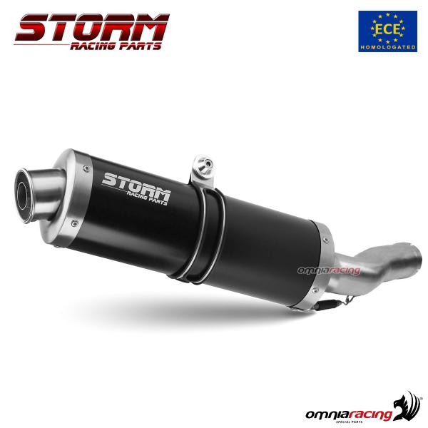 Homologated Storm Oval black steel exhaust for Triumph Speed Triple 1998>2001