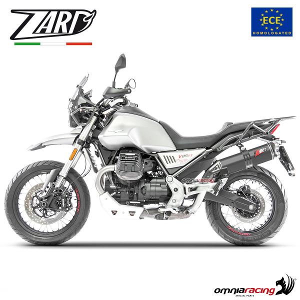 Terminale di scarico Zard in acciaio nero omologato Euro 4 per Moto Guzzi V85 TT 2019>