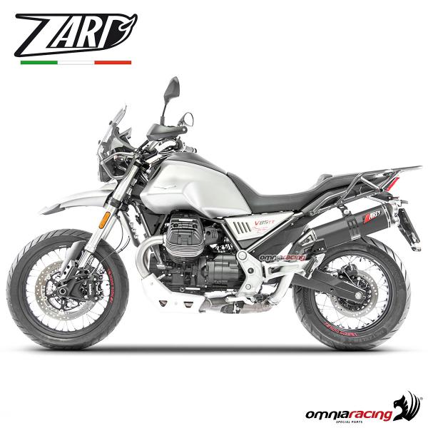 Terminale di scarico Zard in acciaio nero racing non omologato per Moto Guzzi V85 TT 2019>