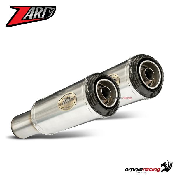 Coppia terminale di scarico Zard SP in acciaio fondello carbonio racing per Triumph Speed Twin 1200