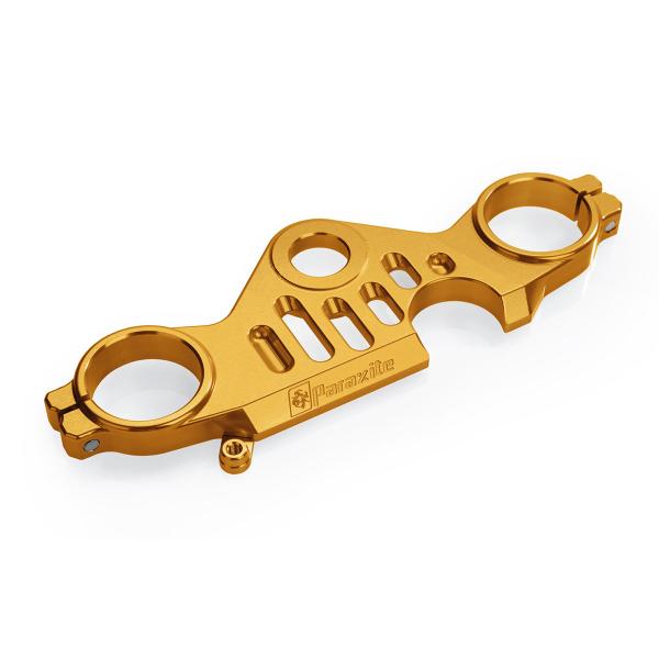 Paraxite gold aluminum upper steering plate with key lock Yamaha R6 2017-2024