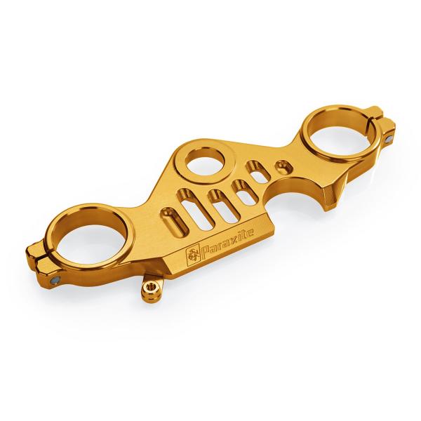 Piastra di sterzo superiore Paraxite alluminio oro con blocco chiavi Yamaha R1 2015-2019