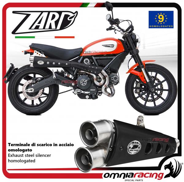 Zard full exhaust system steel black silencer higt black heatshield homologated Ducati Scrambler 800