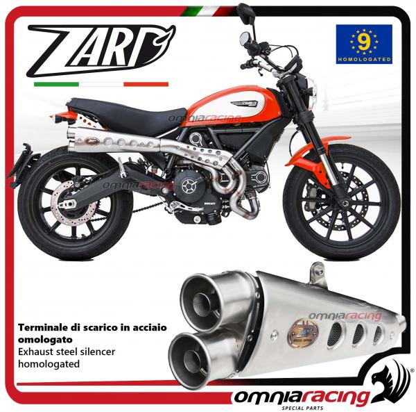 Zard impianto di scarico completo in acciaio spazzolato alto omologato Ducati Scrambler 800 15>16