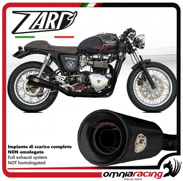 Zard impianto di scarico completo in acciaio nero non omologato per Triumph Bonneville carburatore