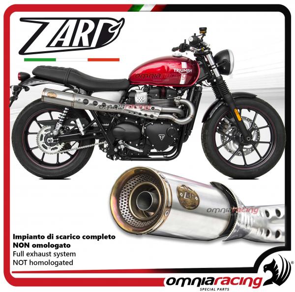 Zard impianto scarico completo alto in acciaio non omologato fondello oro Triumph Street Twin 2016>