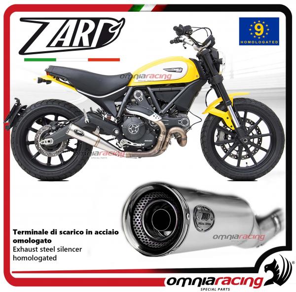 Zard exhaust slip on steel silencer homologated with black cap for Ducati Scrambler 800 2015>2016