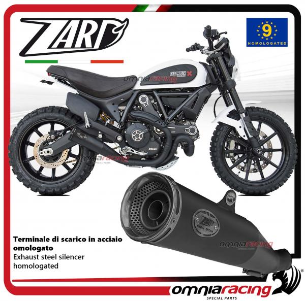 Zard terminale di scarico in acciaio nero omologato fondello nero per Ducati Scrambler 800 15>16