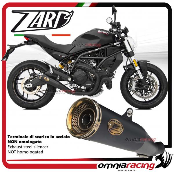 Zard exhaust slip on steel black silencer not homologated with gold cap for Ducati Monster 797 2017>