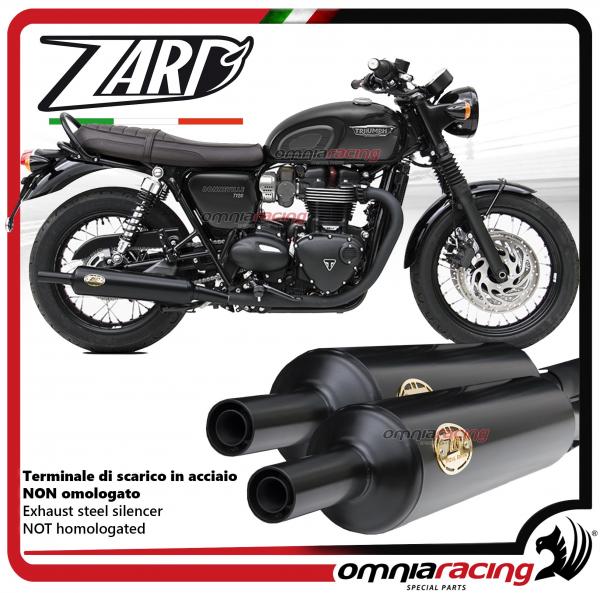 Zard coppia di terminali di scarico in acciaio nero non omologato per Triumph Bonneville T120