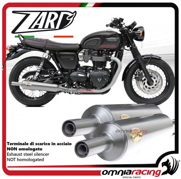 Zard coppia di terminali di scarico in acciaio lucido racing Triumph Bonneville T120