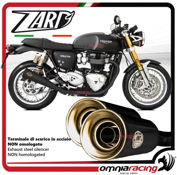 Zard coppia di terminali di scarico in acciaio nero non omologato per Triumph Thruxton R 1200 2016>