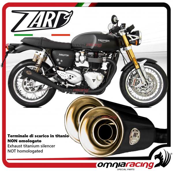 Zard pair of exhaust slipon titanium black silencer not homologate for Triumph Thruxton R 1200 2016>