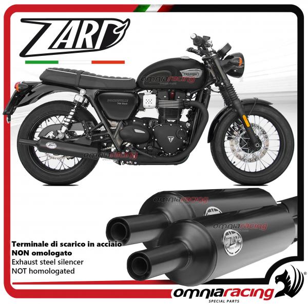 Zard coppia di terminali di scarico in acciaio nero non omologato per Triumph Bonneville T100 2017>