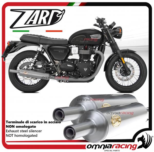 Zard coppia di terminali di scarico in acciaio non omologato per Triumph Bonneville T100 2017>