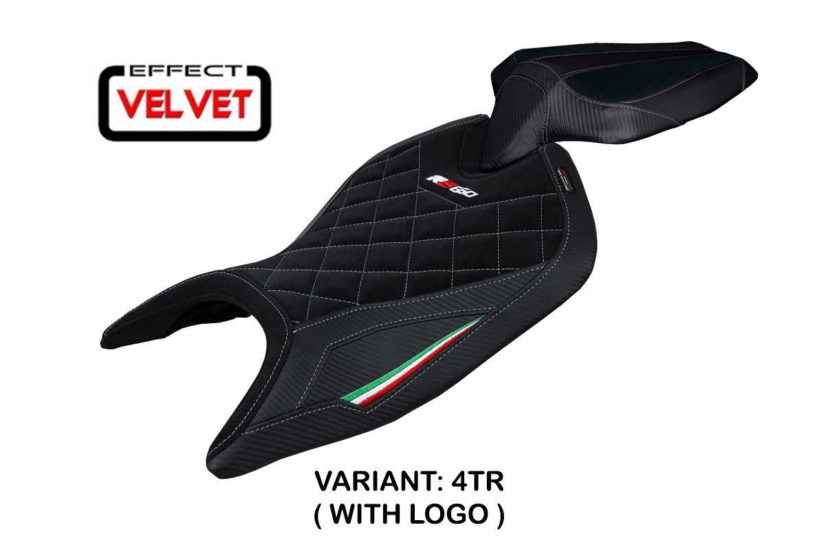 Saddle covering Mamba Velvet Standard tricolor with logo Aprilia RS660 2021-2023