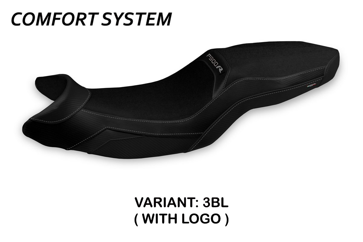 Saddle covering Almaty Comfort System black with logo BMW F900R 2019-2023