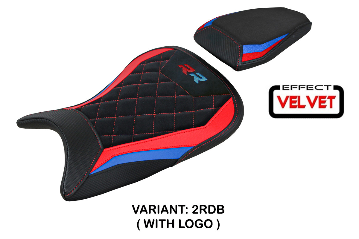 Saddle covering Aichen Velvet Standard red-blue with logo BMW S1000RR 2019-2023 Original