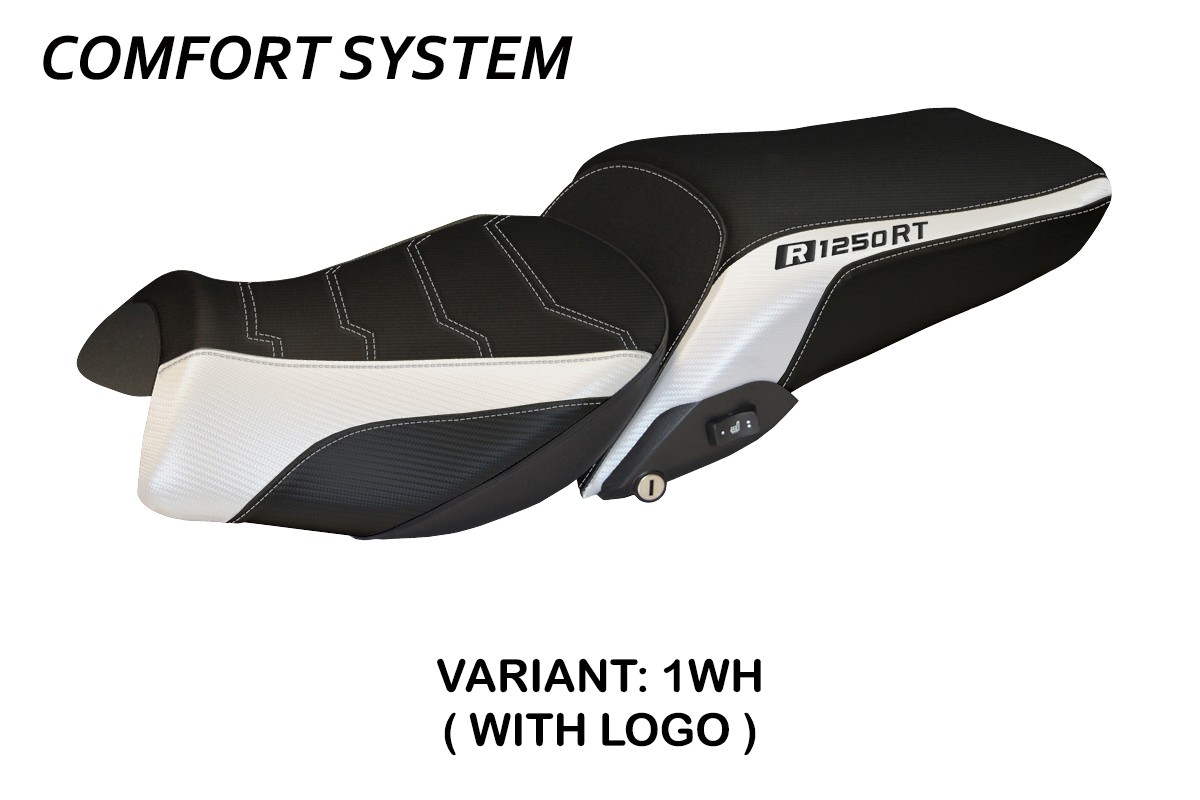 Saddle covering Alghero1 Comfort System white with logo BMW R1250RT 2019-2023