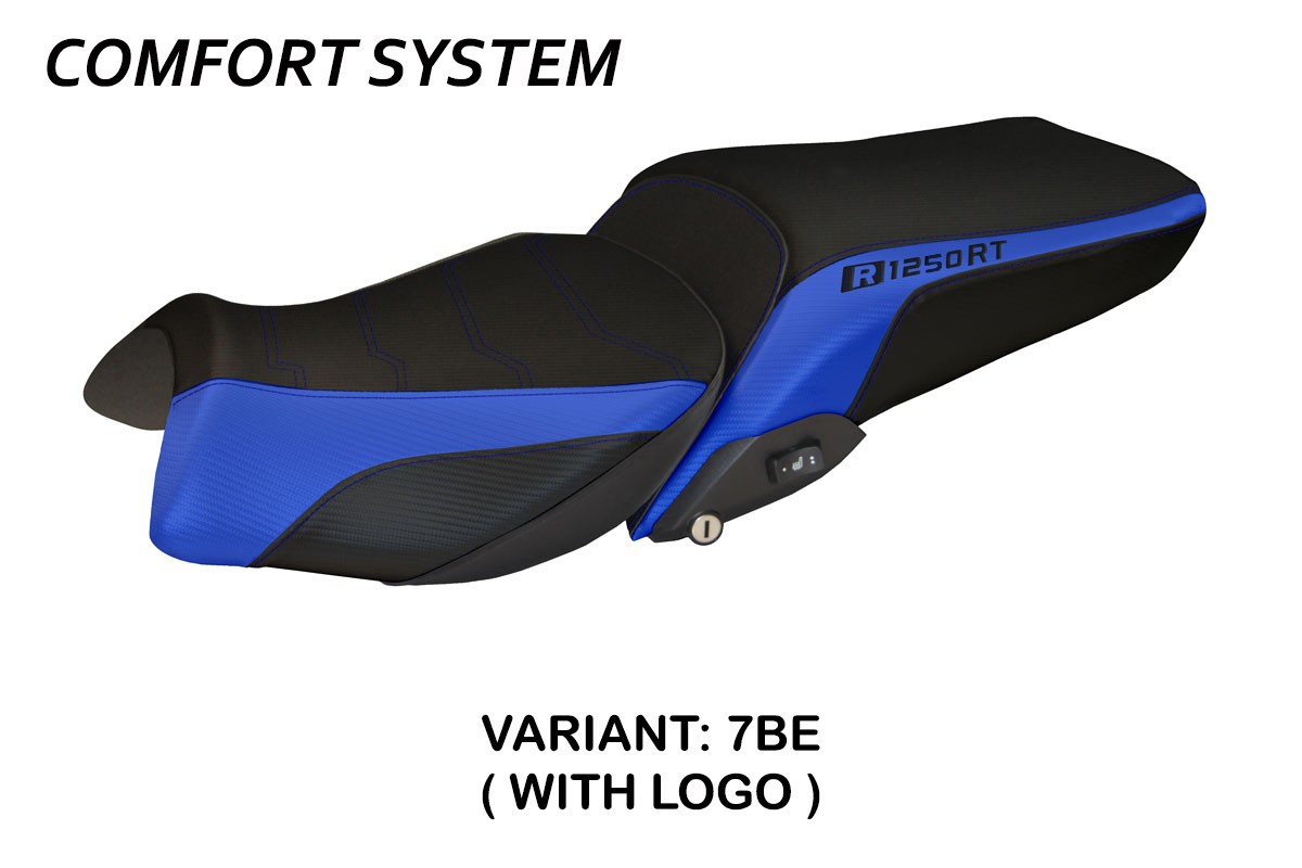 Saddle covering Alghero1 Comfort System blue with logo BMW R1250RT 2019-2023