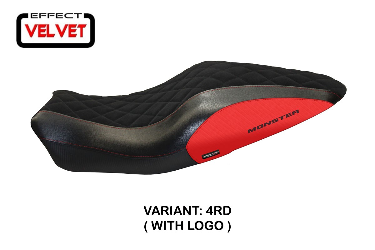 Rivestimento sella Andorra Velvet Standard rossa con logo Ducati Monster 821/1200 2014-2016