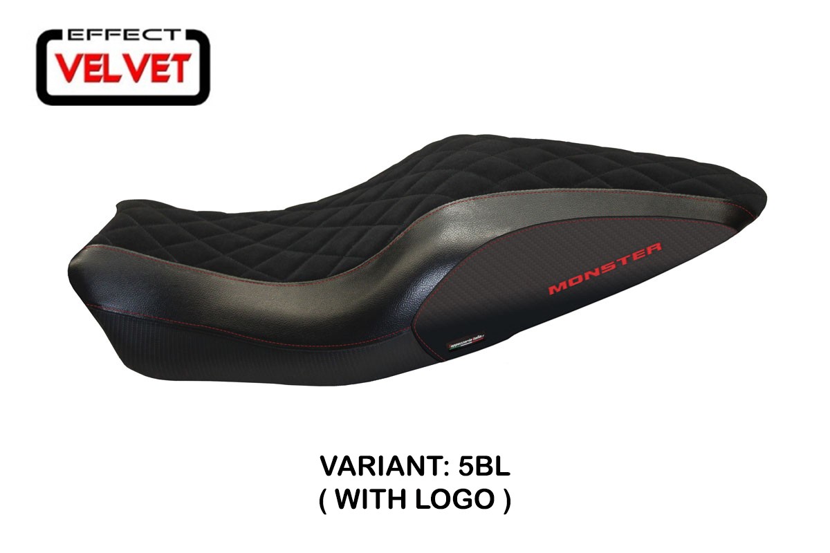 Rivestimento sella Andorra Velvet Standard nera con logo Ducati Monster 821/1200 2014-2016