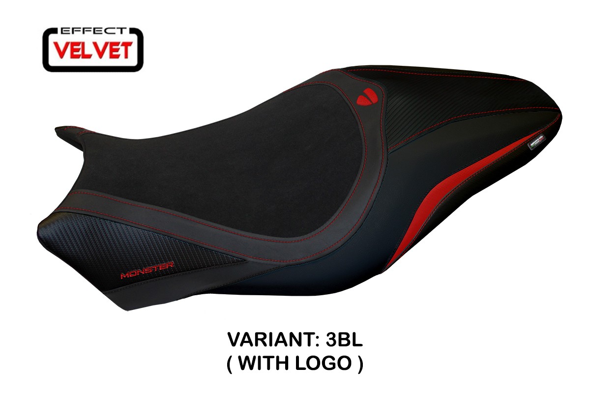 Rivestimento sella Alzira velvet Standard nera con logo Ducati Monster 797 2017-2020