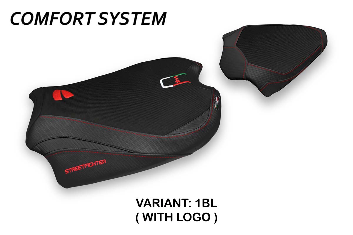 Saddle covering Albena Comfort System black with logo Ducati Streetfighter V4 2020-2023