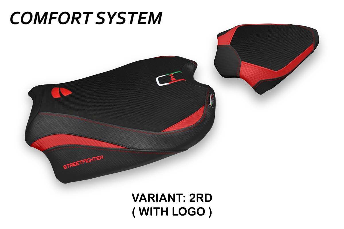 Saddle covering Albena Comfort System red with logo Ducati Streetfighter V4 2020-2023