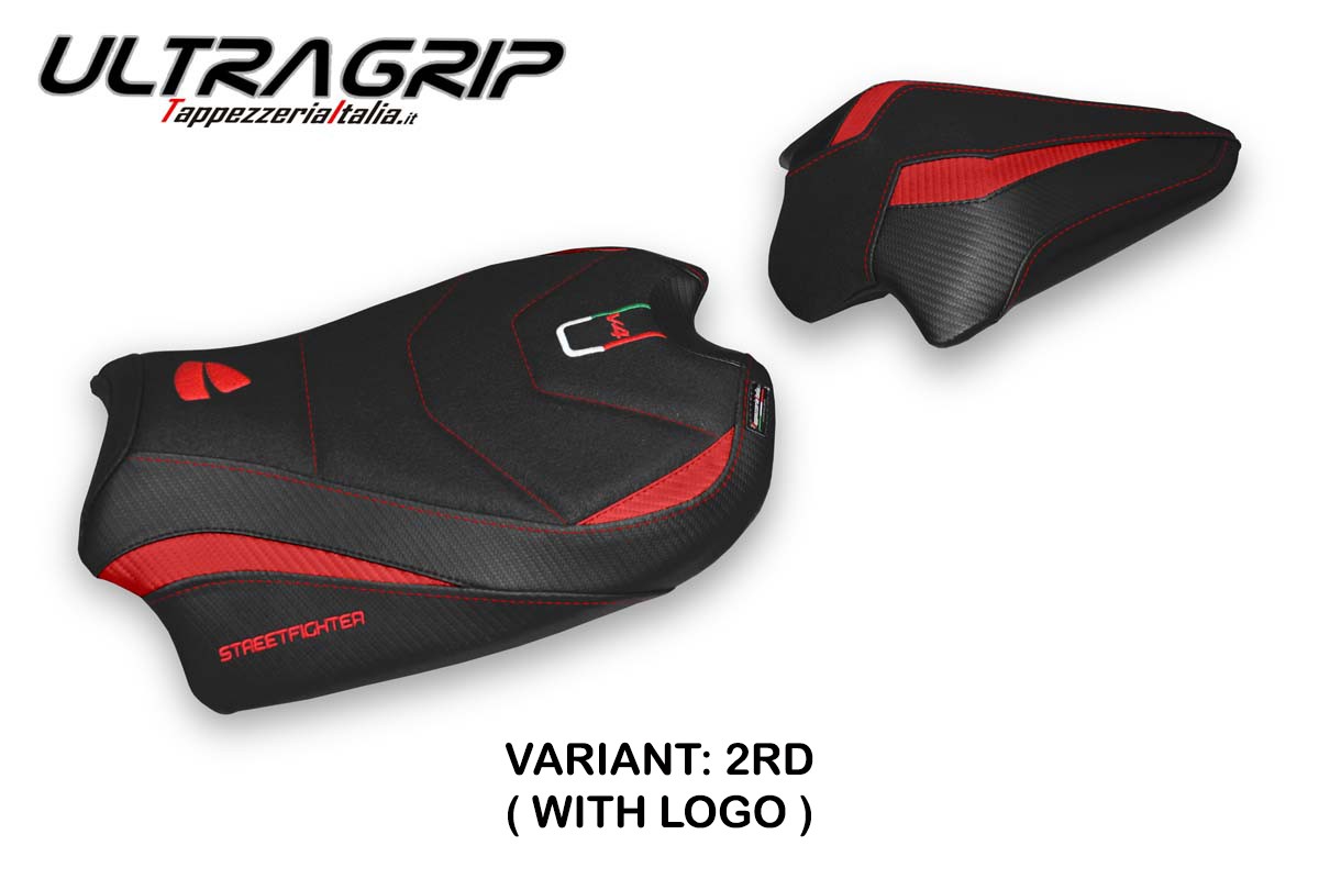 Saddle covering Veles Ultragrip red with logo Ducati Streetfighter V4 2020-2023