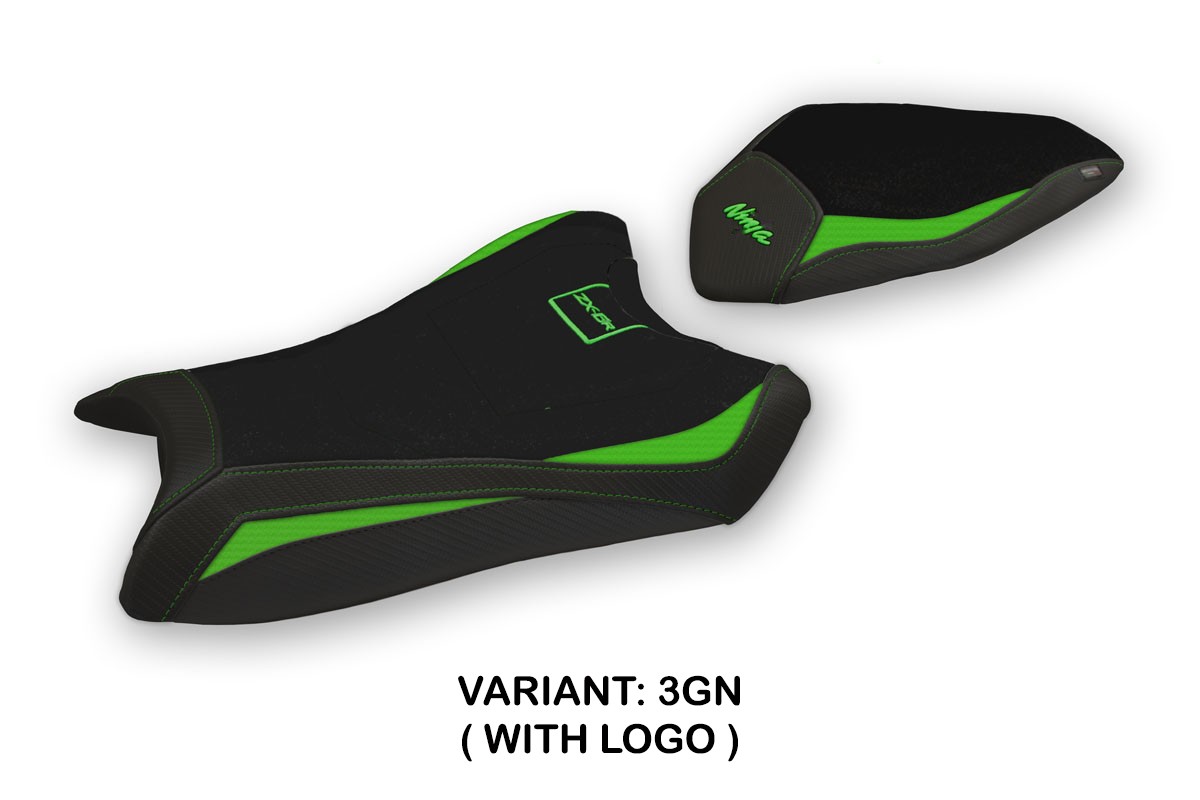 Saddle covering Alcains Standard green with logo Kawasaki Ninja ZX10R 2016-2020