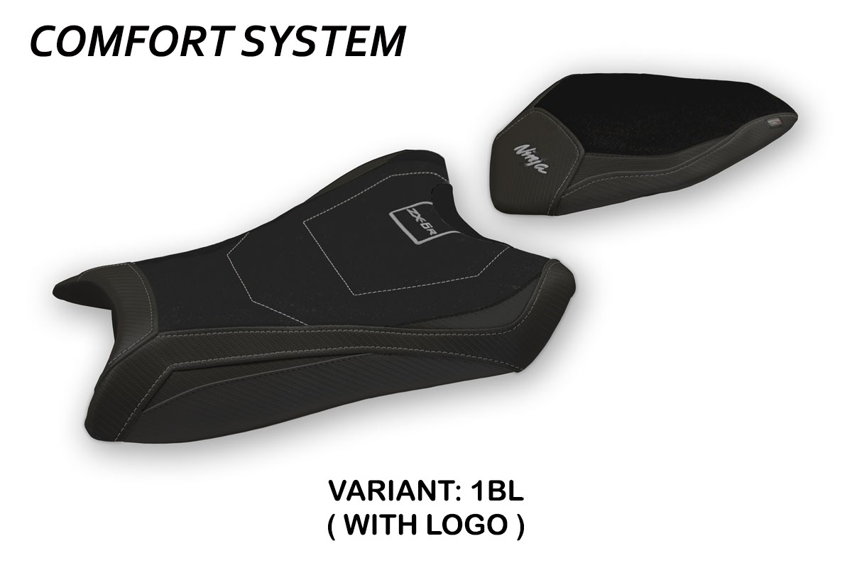 Rivestimento sella Anadia Comfort System nera con logo Kawasaki Ninja ZX6R 2019-2023