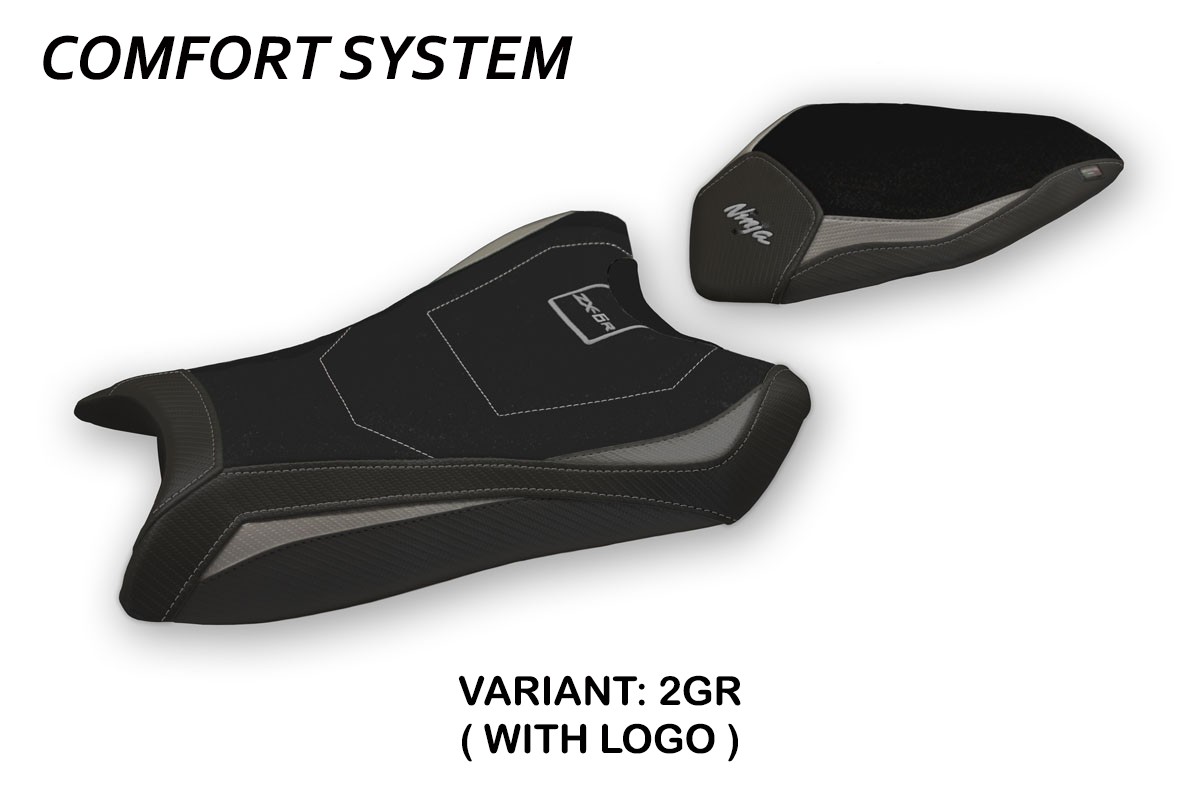 Rivestimento sella Anadia Comfort System grigia con logo Kawasaki Ninja ZX6R 2019-2023