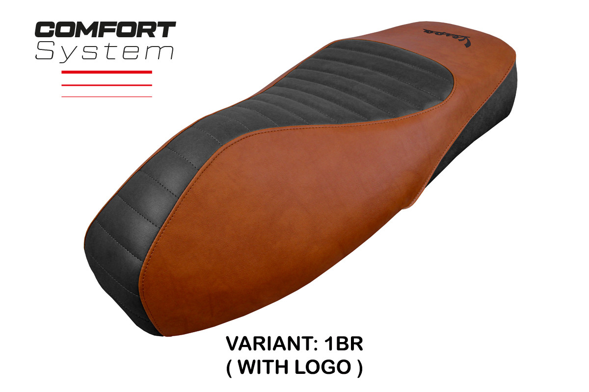 Saddle covering Alicudi Comfort System brown with logo Vespa Vespa 125/150/300 GTS 2009-2023