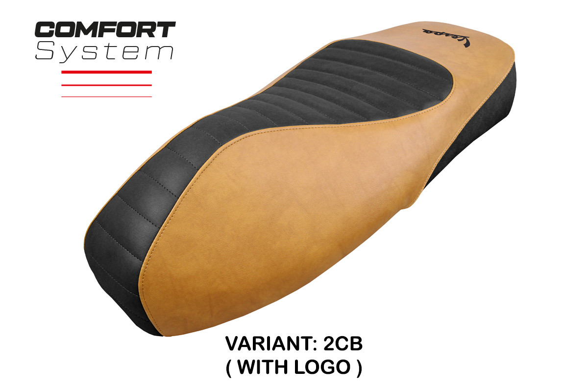 Saddle covering Alicudi Comfort System camel with logo Vespa Vespa 125/150/300 GTS 2009-2023