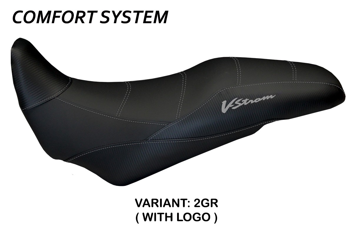 Saddle covering Agrigento Comfort System grey with logo Suzuki Vstrom 1000 2014-2019