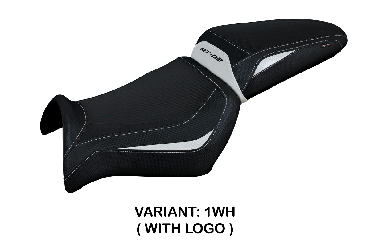 Saddle covering Algar Standard white with logo Yamaha MT03 2006-2014