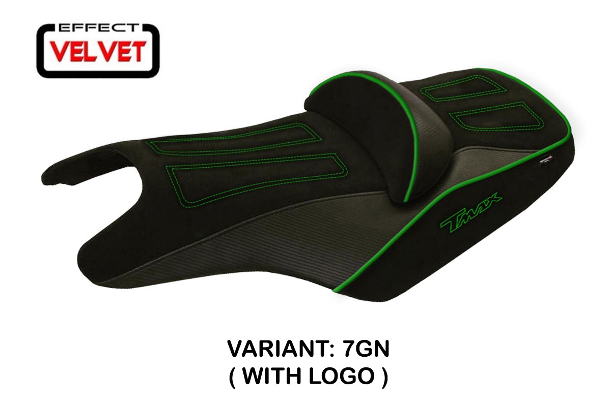 Saddle covering Aloi1 velvet Standard green with logo Yamaha Tmax 500/530 2008-2016