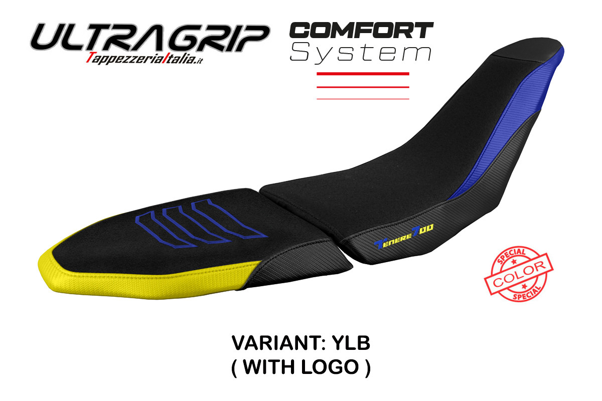 Saddle covering Akita Comfort yellow-blue with logo Yamaha Tenere 700 RAID 2022-2023 (Saddle doppia)