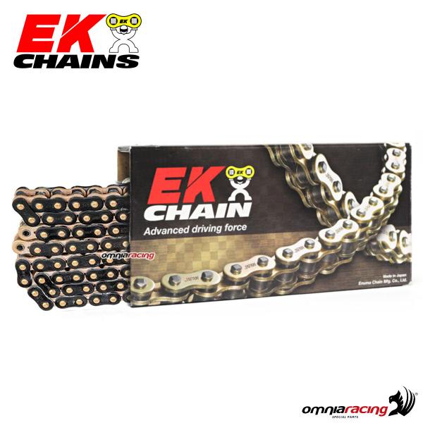 Chain EK size 530, 120 side links for street bike with Quadra QX-ring black and gold