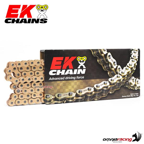 Chain EK size 525, 120 side links for street bike with O-ring gold color