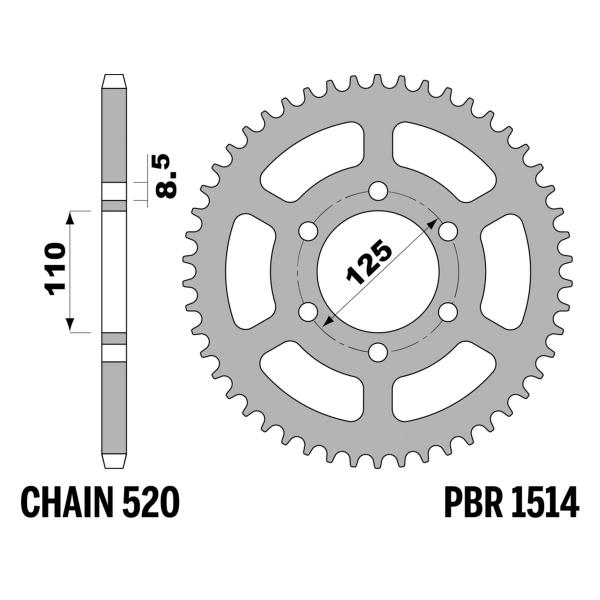 PBR Steel rear sprocket Z39 teeth 520 size Cagiva Blues 125 1987-1995