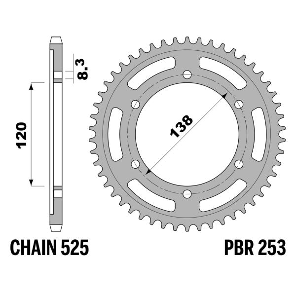 Corona PBR Z40 denti passo 525 in Acciaio Honda VFR750R RC45 1994-2000