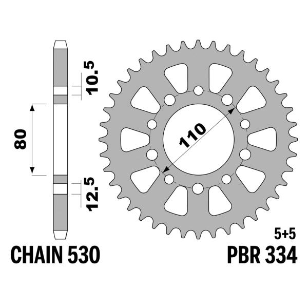 PBR Steel rear sprocket Z46 teeth 530 size Honda FT500C 1982-1984