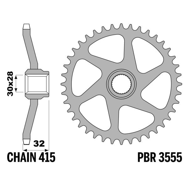 PBR Iron rear sprocket Z43 teeth 415 size Aprilia AF-1 50 1988-1991